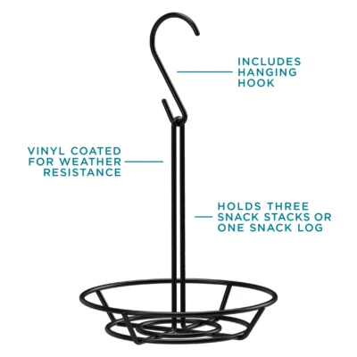 6 in. Snack Stack Wild Bird Feeder, Black Weather Resistant Metal