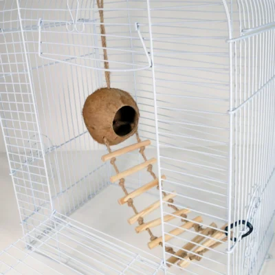 Brown Coconut Hide Out with 7 Step Ladder, for Bird Cage